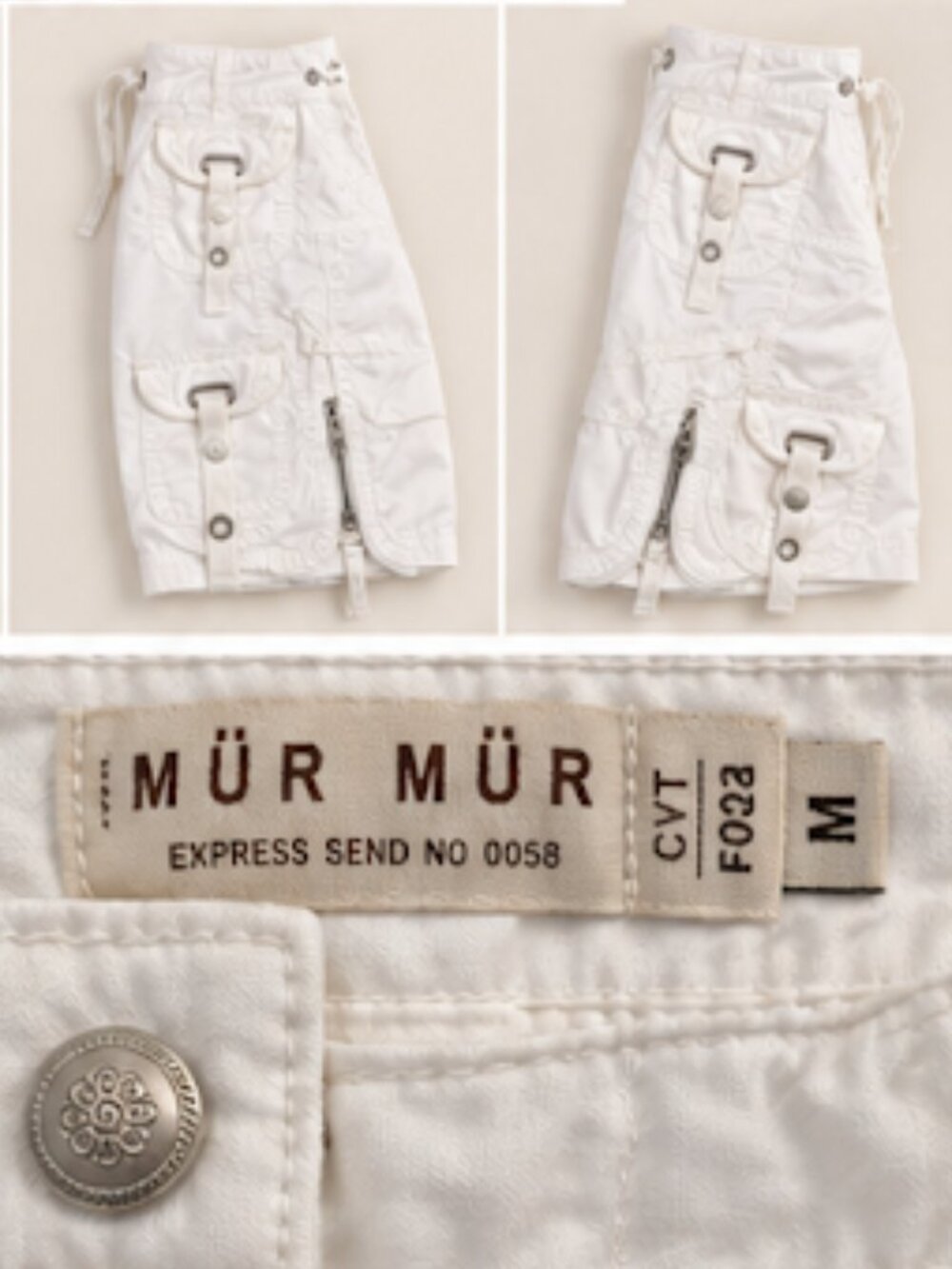 Anthropologie MÜRMÜR White Cargo Bermuda Shorts Size M Utility Y2K - Picture 8 of 11